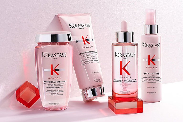 Rangkaian produk Kérastase Genesis untuk mengatasi penyebab rambut rontok pada wanita dan pria